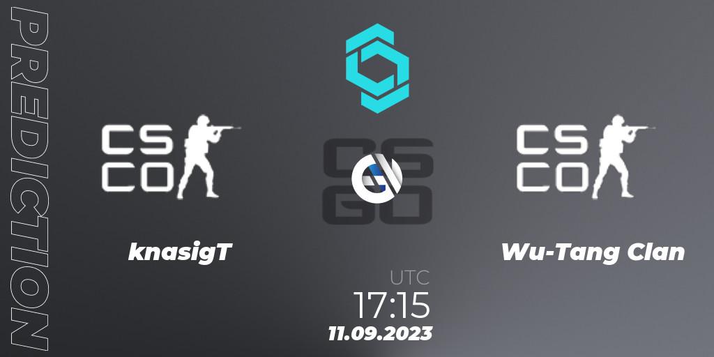 Pronósticos knasigT - Wu-Tang Clan. 11.09.2023 at 17:10. CCT North Europe Series #8: Closed Qualifier - Counter-Strike (CS2)