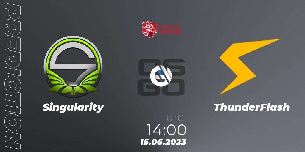 Pronósticos Singularity - ThunderFlash. 15.06.2023 at 14:00. Polish Esports League 2023 Split 2 - Counter-Strike (CS2)
