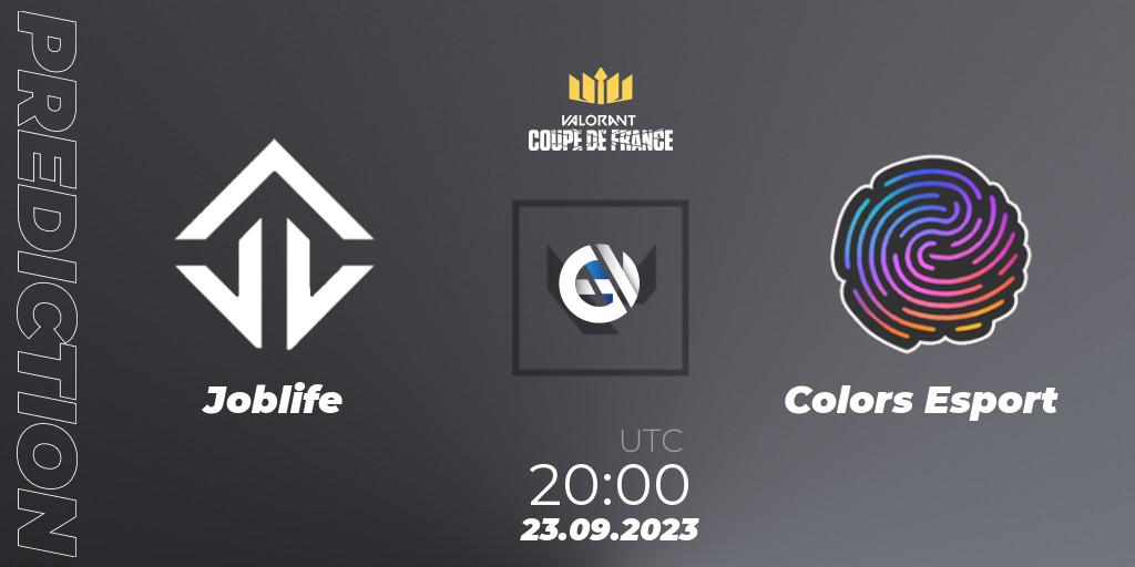 Pronósticos Joblife - Colors Esport. 23.09.2023 at 20:00. VCL France: Revolution - Coupe De France 2023 - VALORANT