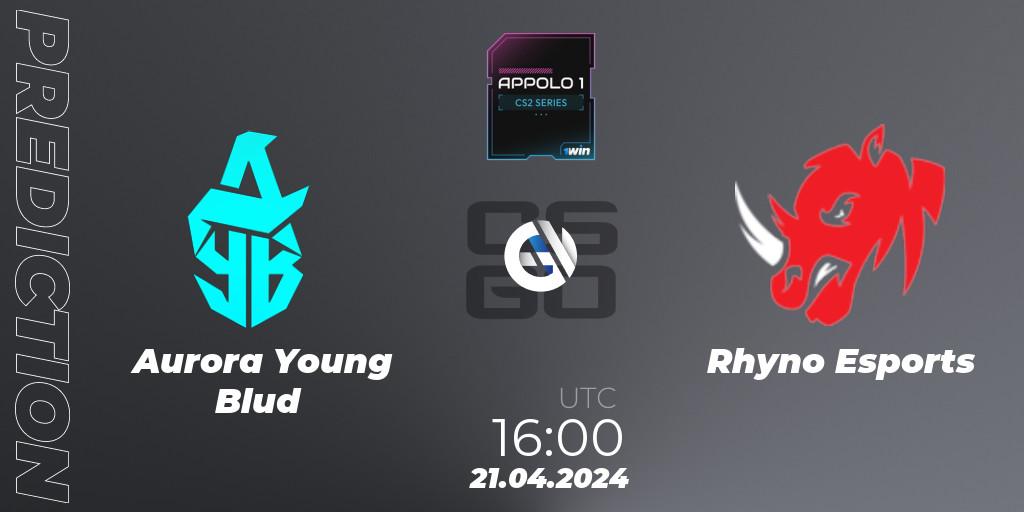 Pronósticos Aurora Young Blud - Rhyno Esports. 21.04.24. Appolo1 Series: Phase 1 - CS2 (CS:GO)