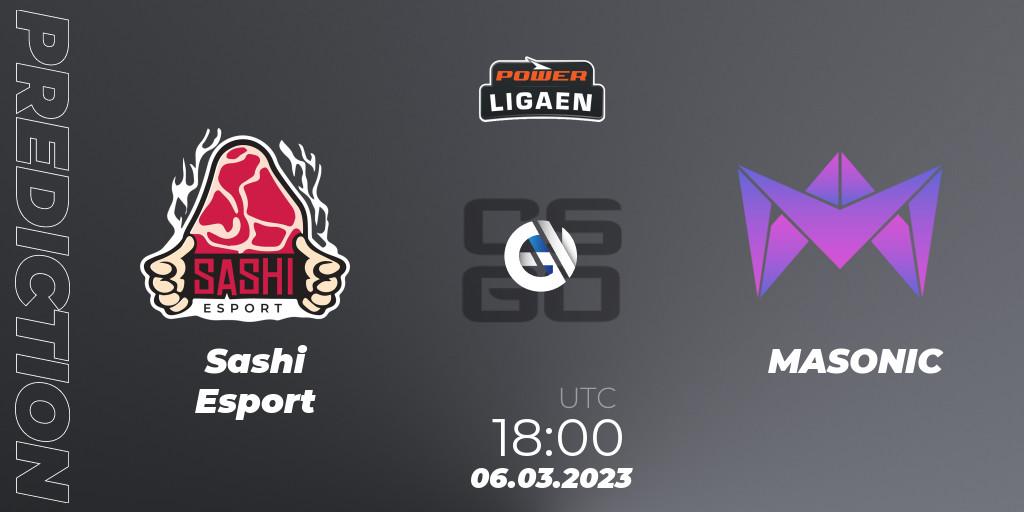 Pronósticos Sashi Esport - MASONIC. 06.03.2023 at 18:00. Dust2.dk Ligaen Season 22 - Counter-Strike (CS2)