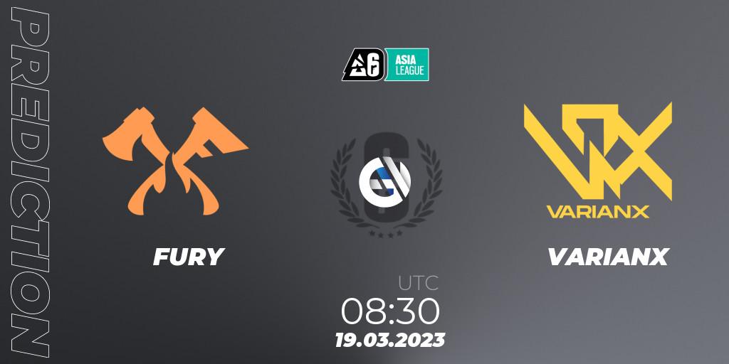 Pronósticos FURY - VARIANX. 19.03.2023 at 08:30. SEA League 2023 - Stage 1 - Rainbow Six