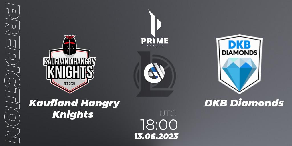 Pronósticos Kaufland Hangry Knights - DKB Diamonds. 13.06.2023 at 18:00. Prime League 2nd Division Summer 2023 - LoL