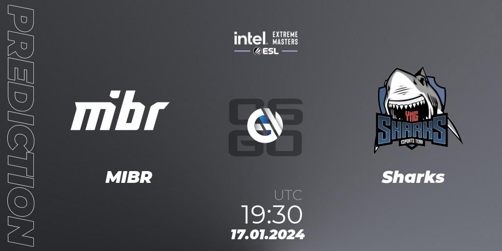 Pronósticos MIBR - Sharks. 17.01.2024 at 19:30. Intel Extreme Masters China 2024: South American Closed Qualifier - Counter-Strike (CS2)