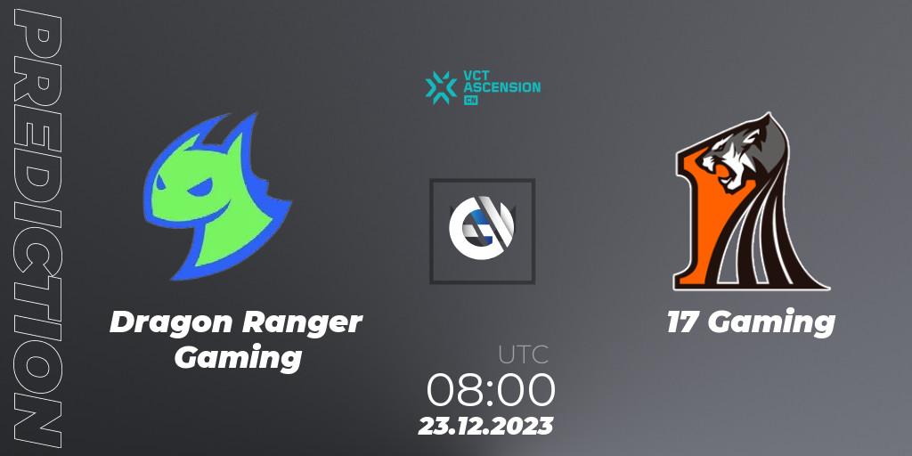 Pronósticos Dragon Ranger Gaming - 17 Gaming. 23.12.23. VALORANT China Ascension 2023 - VALORANT