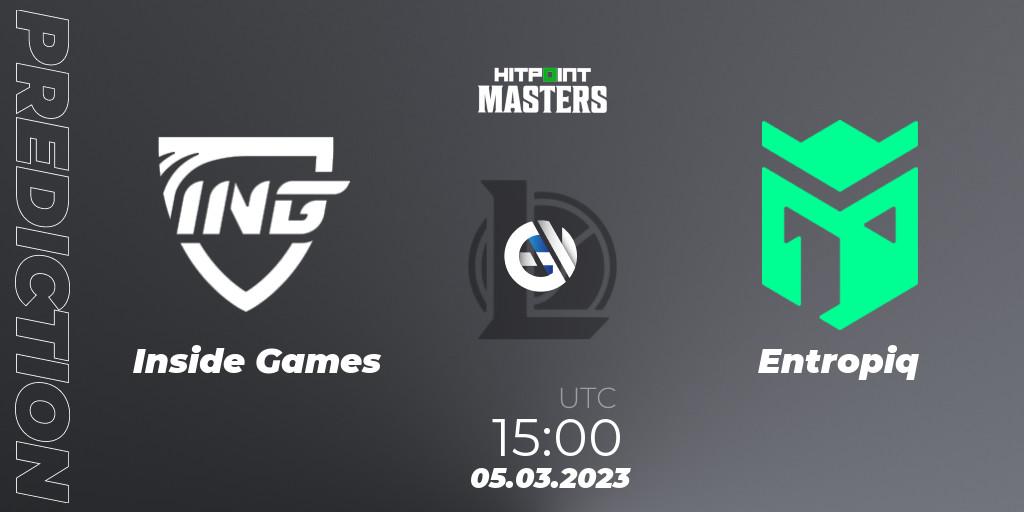 Pronósticos Inside Games - Entropiq. 07.03.2023 at 15:00. Hitpoint Masters Spring 2023 - LoL