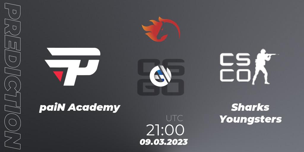 Pronósticos paiN Academy - Sharks Youngsters. 09.03.2023 at 21:00. FiReLEAGUE Academy 2023 Online - Counter-Strike (CS2)