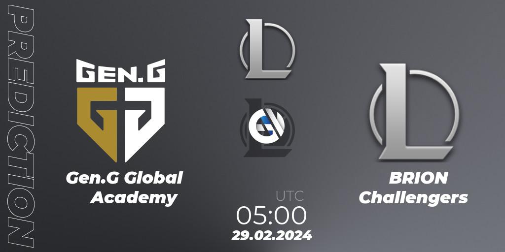 Pronósticos Gen.G Global Academy - BRION Challengers. 29.02.24. LCK Challengers League 2024 Spring - Group Stage - LoL