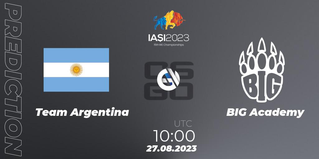 Pronósticos Team Argentina - BIG Academy. 27.08.23. IESF World Esports Championship 2023 - CS2 (CS:GO)
