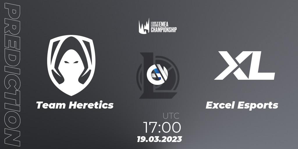 Pronósticos Team Heretics - Excel Esports. 18.03.2023 at 18:00. LEC Spring 2023 - Regular Season - LoL