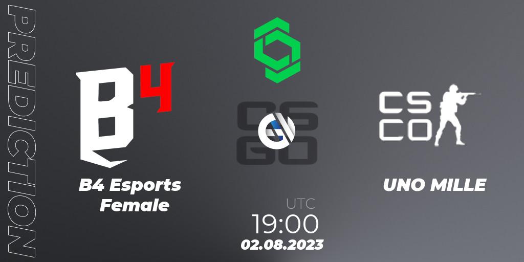 Pronósticos B4 Esports Female - UNO MILLE. 02.08.2023 at 19:00. CCT South America Series #9 - Counter-Strike (CS2)