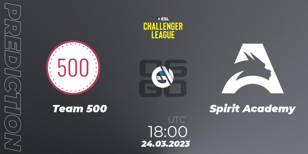 Pronósticos Team 500 - Spirit Academy. 24.03.23. ESL Challenger League Season 44 Relegation: Europe - CS2 (CS:GO)
