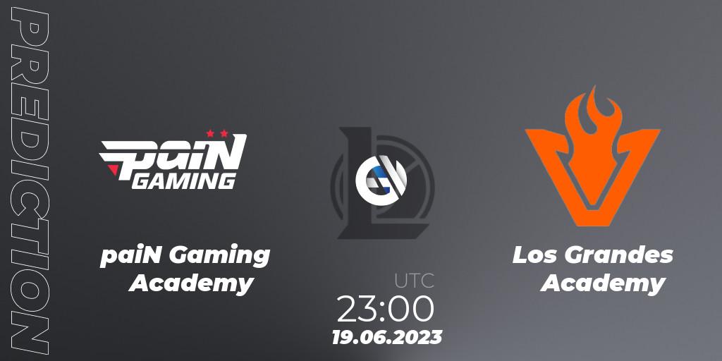 Pronósticos paiN Gaming Academy - Los Grandes Academy. 19.06.2023 at 23:00. CBLOL Academy Split 2 2023 - Group Stage - LoL