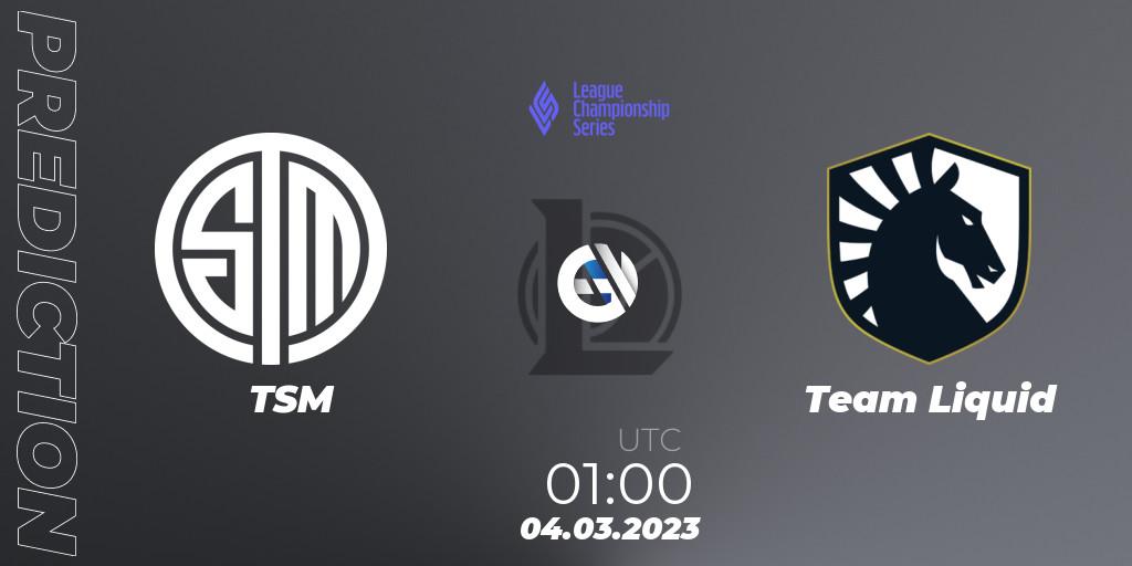 Pronósticos TSM - Team Liquid. 04.03.23. LCS Spring 2023 - Group Stage - LoL