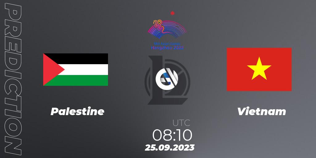 Pronósticos Palestine - Vietnam. 25.09.2023 at 08:10. 2022 Asian Games - LoL