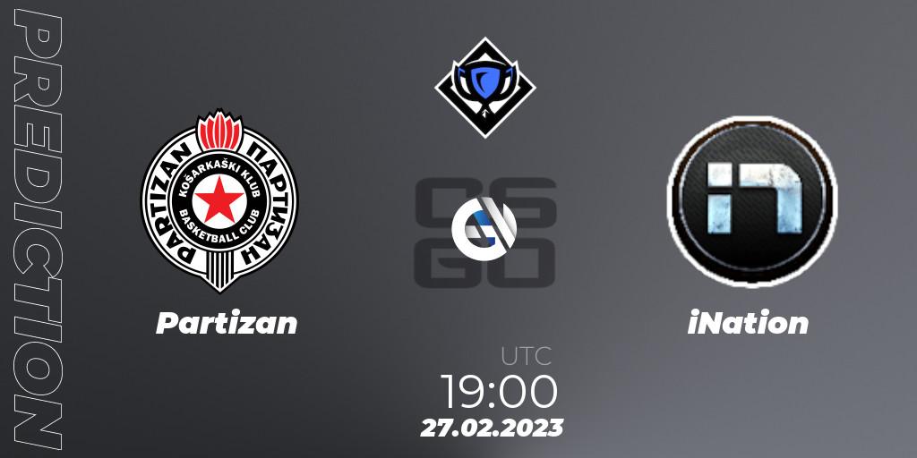 Pronósticos Partizan - iNation. 27.02.2023 at 19:00. RES Season 4 - Counter-Strike (CS2)