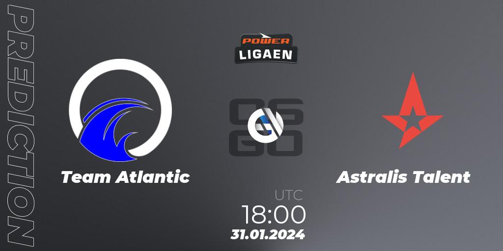 Pronósticos Team Atlantic - Astralis Talent. 31.01.2024 at 18:00. Dust2.dk Ligaen Season 25 - Counter-Strike (CS2)