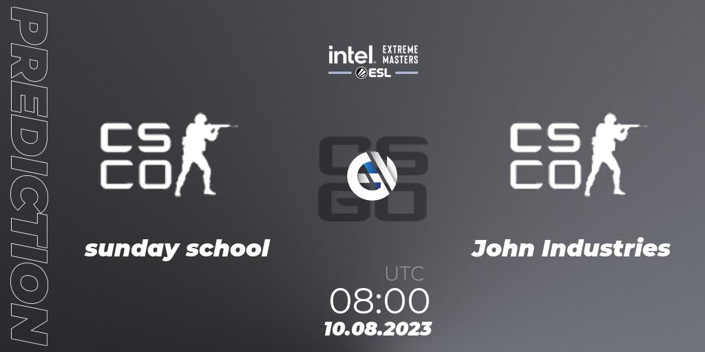 Pronósticos sunday school - John Industries. 10.08.2023 at 08:00. IEM Sydney 2023 Oceania Open Qualifier 1 - Counter-Strike (CS2)