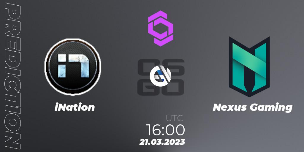 Pronósticos iNation - Nexus Gaming. 21.03.23. CCT West Europe Series #2 - CS2 (CS:GO)
