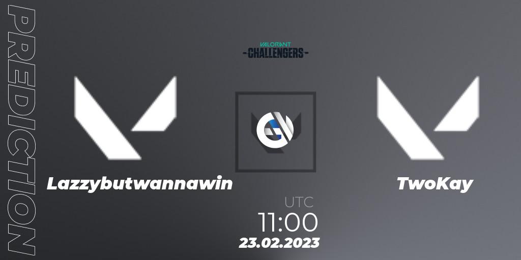 Pronósticos Lazybutwannawin - TwoKay. 23.02.2023 at 08:00. VALORANT Challengers 2023: Vietnam Split 1 - VALORANT