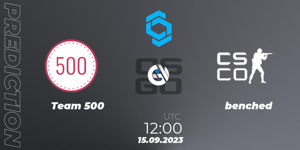 Pronósticos Team 500 - benched. 15.09.2023 at 12:00. CCT East Europe Series #2 - Counter-Strike (CS2)