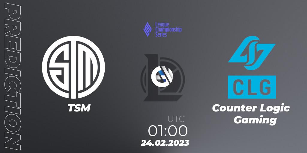 Pronósticos TSM - Counter Logic Gaming. 10.02.23. LCS Spring 2023 - Group Stage - LoL
