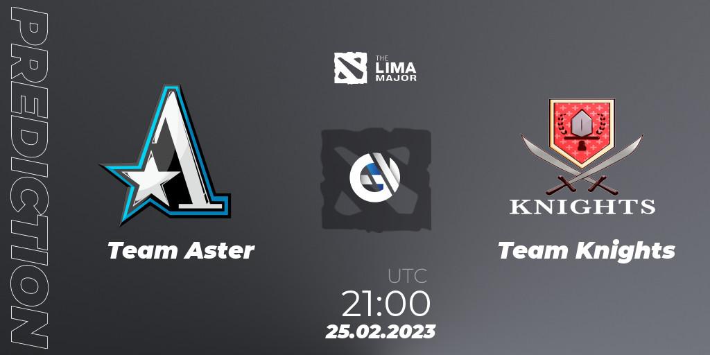 Pronósticos Team Aster - Team Knights. 25.02.2023 at 21:26. The Lima Major 2023 - Dota 2