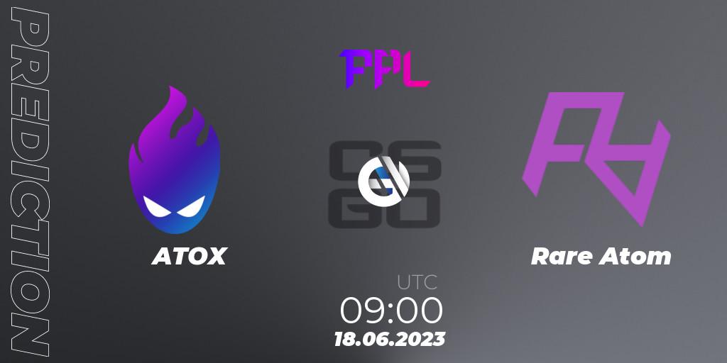 Pronósticos ATOX - Rare Atom. 18.06.2023 at 09:00. Perfect World Arena Premier League Season 4 - Counter-Strike (CS2)