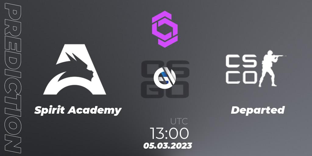 Pronósticos Spirit Academy - Departed. 05.03.2023 at 13:00. CCT West Europe Series 2 Closed Qualifier - Counter-Strike (CS2)