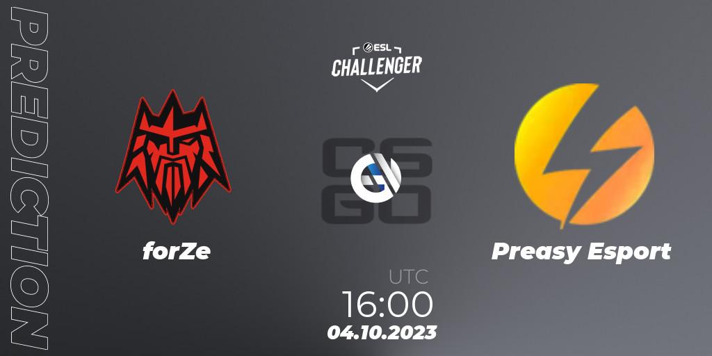 Pronósticos forZe - Preasy Esport. 04.10.23. ESL Challenger at DreamHack Winter 2023: European Open Qualifier - CS2 (CS:GO)