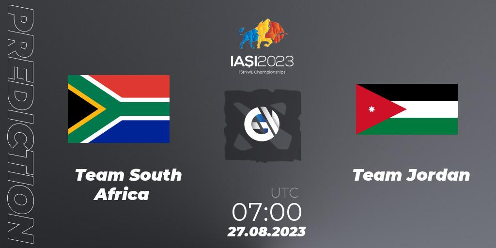 Pronósticos Team South Africa - Team Jordan. 27.08.2023 at 11:00. IESF World Championship 2023 - Dota 2