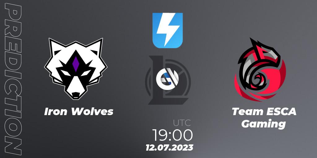 Pronósticos Iron Wolves - Team ESCA Gaming. 21.06.2023 at 17:15. Ultraliga Season 10 2023 Regular Season - LoL