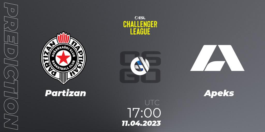 Pronósticos Partizan - Apeks. 17.04.23. ESL Challenger League Season 45: Europe - CS2 (CS:GO)