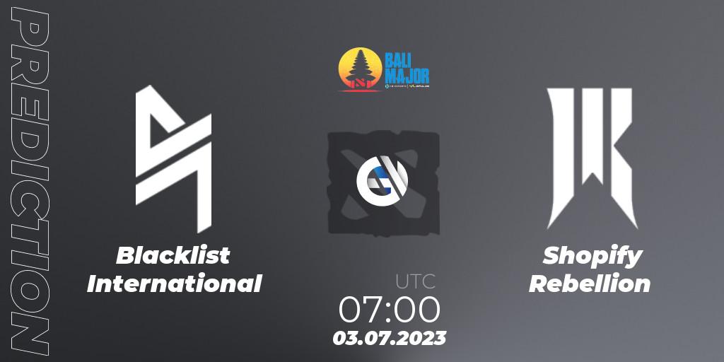 Pronósticos Blacklist International - Shopify Rebellion. 03.07.2023 at 07:39. Bali Major 2023 - Group Stage - Dota 2