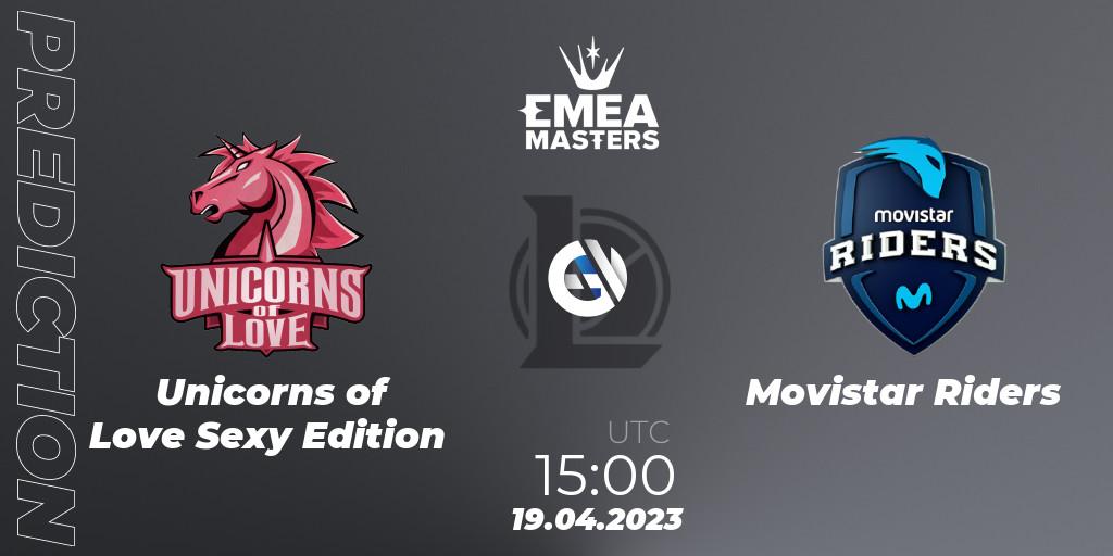 Pronósticos Unicorns of Love Sexy Edition - Movistar Riders. 19.04.2023 at 15:00. EMEA Masters Spring 2023 - Playoffs - LoL