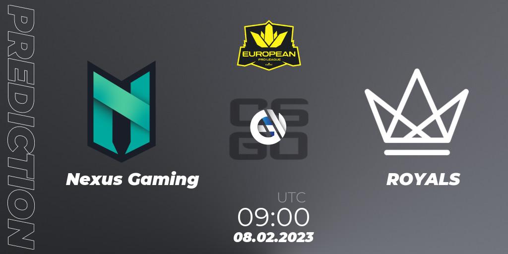 Pronósticos Nexus Gaming - ROYALS. 08.02.23. European Pro League Season 6: Division 2 - CS2 (CS:GO)