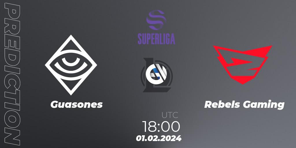 Pronósticos Guasones - Rebels Gaming. 01.02.2024 at 18:00. Superliga Spring 2024 - Group Stage - LoL