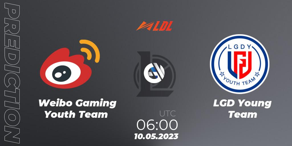 Pronósticos Weibo Gaming Youth Team - LGD Young Team. 10.05.2023 at 06:00. LDL 2023 - Regular Season - Stage 2 - LoL
