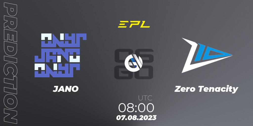 Pronósticos JANO - Zero Tenacity. 07.08.2023 at 08:00. European Pro League Season 10: Division 2 - Counter-Strike (CS2)