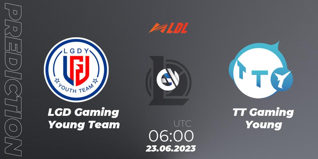 Pronósticos LGD Gaming Young Team - TT Gaming Young. 23.06.2023 at 06:00. LDL 2023 - Regular Season - Stage 3 - LoL
