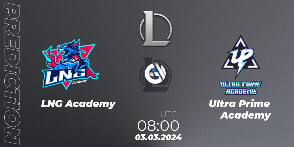 Pronósticos LNG Academy - Ultra Prime Academy. 03.03.2024 at 08:00. LDL 2024 - Stage 1 - LoL