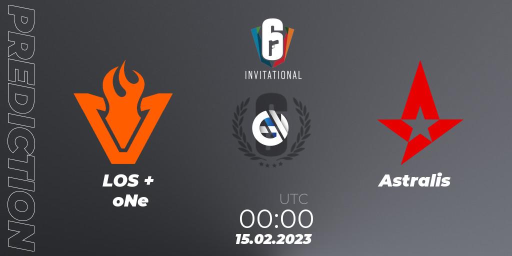 Pronósticos LOS + oNe - Astralis. 15.02.2023 at 00:00. Six Invitational 2023 - Rainbow Six