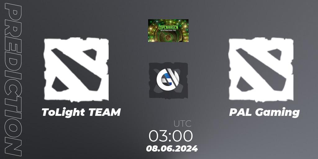 Pronósticos ToLight - PAL Gaming. 08.06.2024 at 03:00. The International 2024: China Open Qualifier #2 - Dota 2