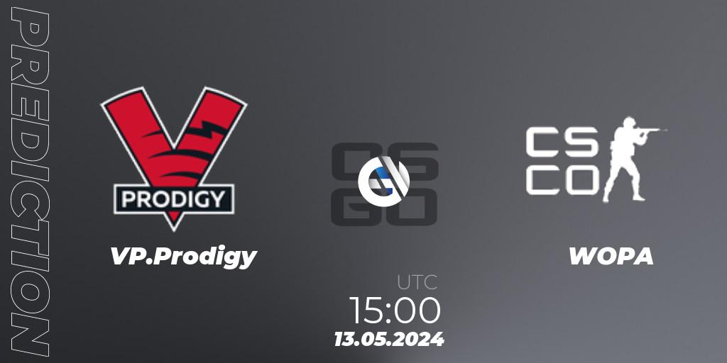 Pronósticos VP.Prodigy - WOPA Esport. 13.05.2024 at 16:10. CCT Season 2 Europe Series 4 Closed Qualifier - Counter-Strike (CS2)