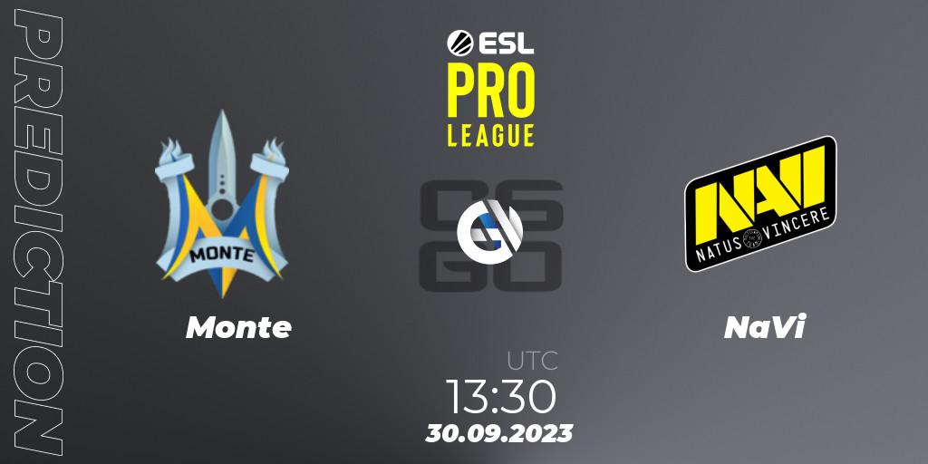 Pronósticos Monte - NaVi. 30.09.23. ESL Pro League Season 18 - CS2 (CS:GO)