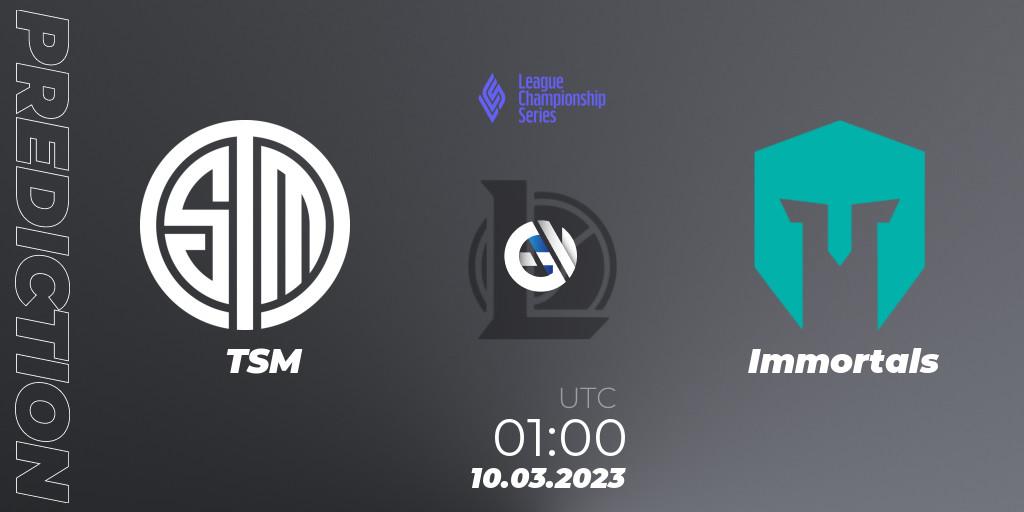 Pronósticos TSM - Immortals. 10.03.23. LCS Spring 2023 - Group Stage - LoL