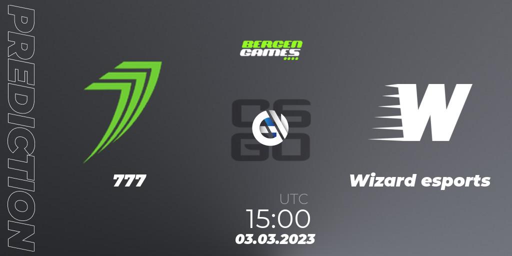 Pronósticos 777 - Wizard esports. 03.03.2023 at 15:00. Bergen Games 2023 - Counter-Strike (CS2)