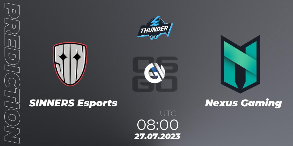 Pronósticos SINNERS Esports - Nexus Gaming. 27.07.23. Thunderpick World Championship 2023: European Qualifier #1 - CS2 (CS:GO)