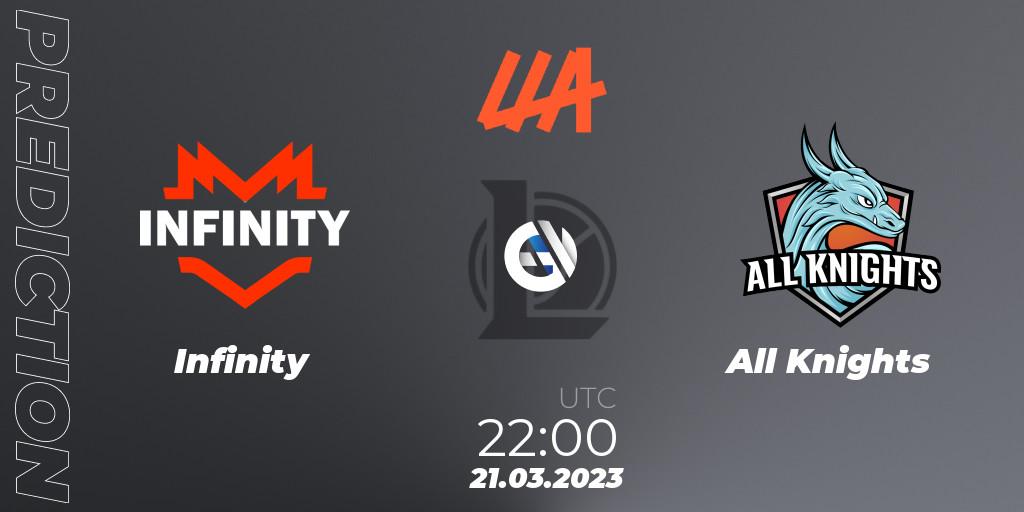 Pronósticos Infinity - All Knights. 21.03.23. LLA Opening 2023 - Playoffs - LoL