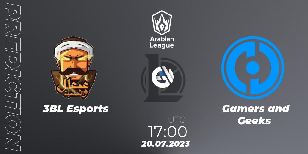 Pronósticos 3BL Esports - Gamers and Geeks. 20.07.23. Arabian League Summer 2023 - Group Stage - LoL
